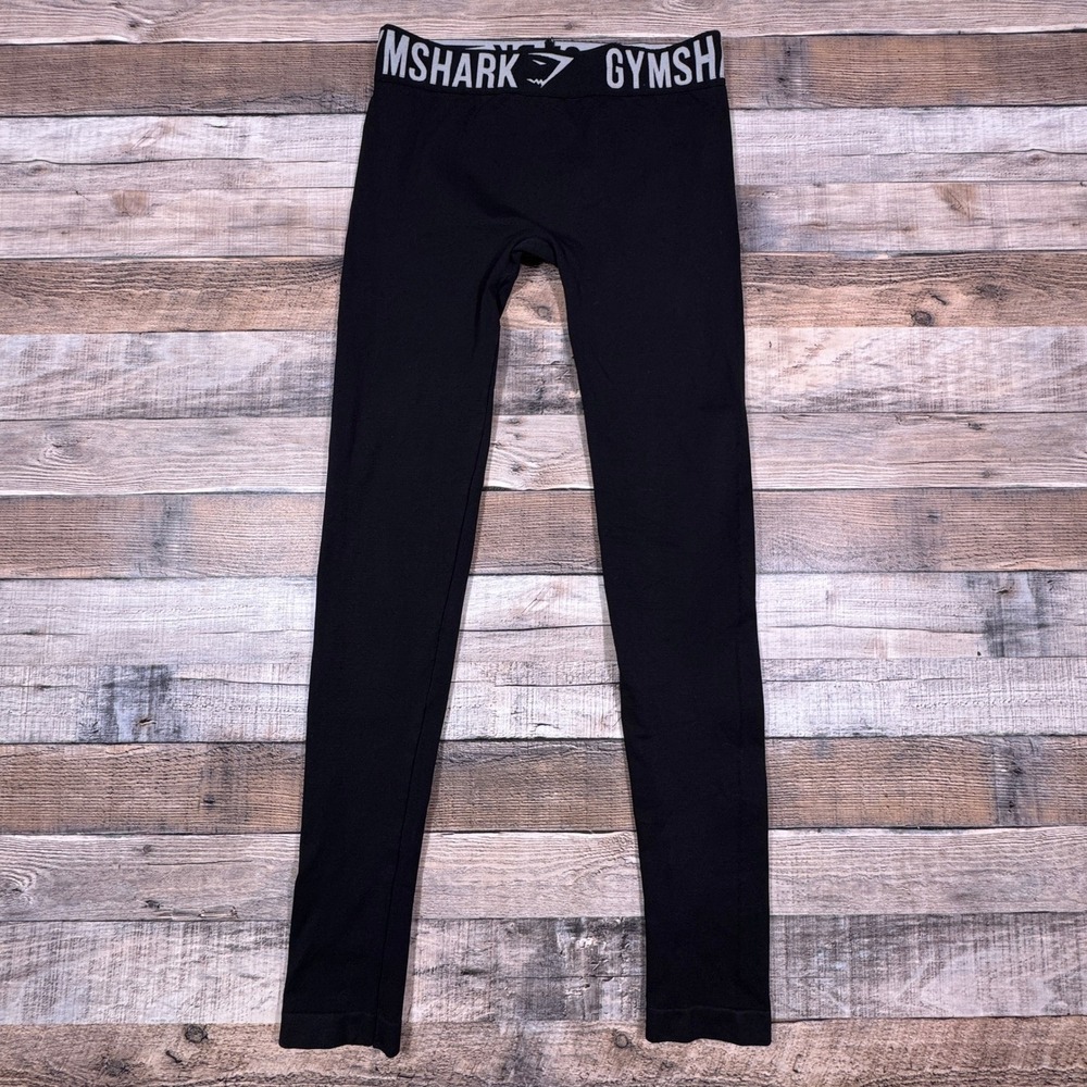 Gymshark Women's Leggings Fit Seamless Black Logo Waistband Activewear Workout